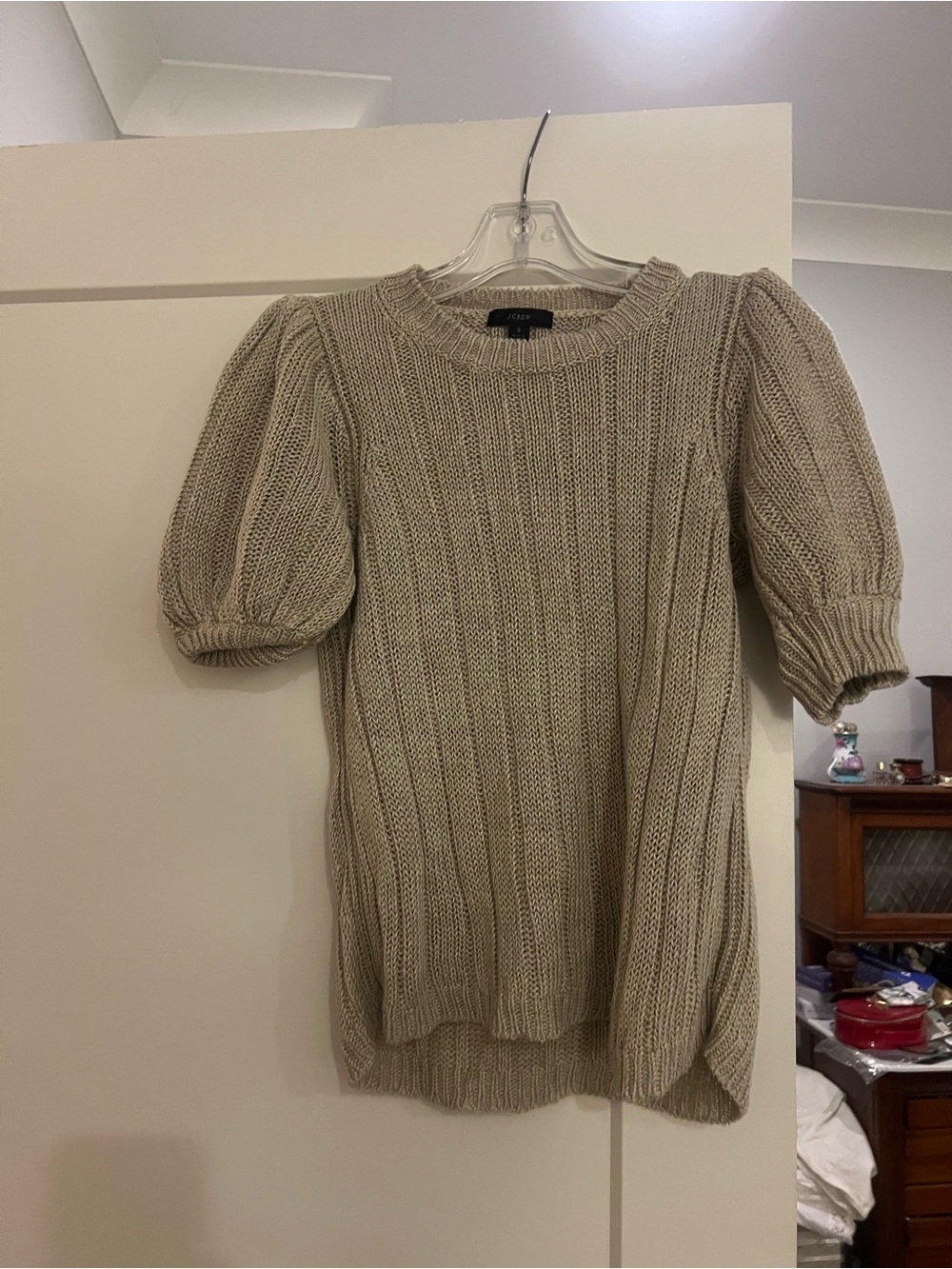 J Crew Puff Sleeve Linen Sweater